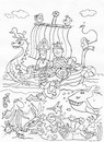 Cartoon: ausmalbild Piraten (small) by sabine voigt tagged ausmalbild,piraten,piratenschiff,meer,fische,rettungsring,wasser,kindergarten,grundschule
