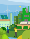 Cartoon: ökologie Wirtschaft (small) by sabine voigt tagged umwelt,ökologie,energie,wirtschaft,grün,elektro,nachhaltigkeit,natur,klima,klimaschutz,sonnenenergie,strom,sonnenkollektoren,photovoltaik