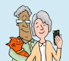 Cartoon: senioren handy (small) by sabine voigt tagged großeltern,handy,seif,mobile,digitalisierung,besuch,cartoon,seniorin,haushaltshilfe,medizin,pflegeheim,pflege,überalterung,alter,senioren