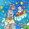 Cartoon: Weihnachtsmann Schlitten (small) by sabine voigt tagged schlitten,weihnachtsmann,jesus,krippe,weihnachten,heilige,drei,könige,christentum,religion,kirche,fest,geschenke