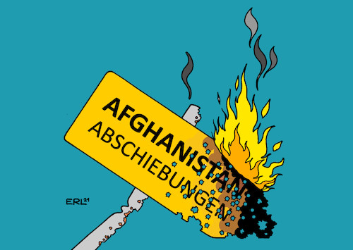 Cartoon: Abschiebungen nach Afghanistan (medium) by Erl tagged politik,afghanistan,einsatz,nato,abzug,rückeroberung,taliban,stopp,abschiebungen,asylbewerber,karikatur,erl,politik,afghanistan,einsatz,nato,abzug,rückeroberung,taliban,stopp,abschiebungen,asylbewerber,karikatur,erl