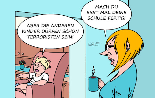 Cartoon: Besorgniserregend (medium) by Erl tagged politik,kriminalität,terrorismus,rechtsextremismus,jugendliche,kinder,karikatur,erl,politik,kriminalität,terrorismus,rechtsextremismus,jugendliche,kinder,karikatur,erl