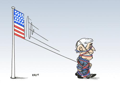 Cartoon: Bush geht (medium) by Erl tagged usa,präsident,wahl,amtszeit,bush,george,flagge,chaos,auflösung,usa,wahl,wahlen,präsident,demokraten,republikaner,geschichte,präsidentschaft,amerika,gewinner,verlierer,wende,wechsel,amtszeit,barack obama,barack,obama,präsidentschaftswahlen,weiße haus,sieger,george bush,ende,auflösung,chaos,hoffnung,flagge,weiße,haus,george,bush