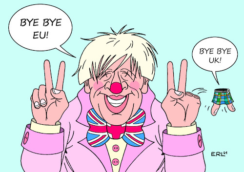 Cartoon: Bye Bye! (medium) by Erl tagged politik,brexit,austritt,großbritannien,united,kingdom,gb,uk,eu,unabhängigkeit,selbstständigkeit,wunsch,schottland,schottenrock,kilt,nordirland,rückkehr,europäische,union,premierminister,boris,johnson,clown,karikatur,erl,bye,politik,brexit,austritt,großbritannien,united,kingdom,gb,uk,eu,unabhängigkeit,selbstständigkeit,wunsch,schottland,schottenrock,kilt,nordirland,rückkehr,europäische,union,premierminister,boris,johnson,clown,karikatur,erl