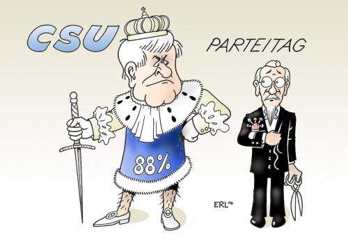 Cartoon: Des Königs neue Kleider (medium) by Erl tagged csu,parteitag,seehofer,vorsitz,wiederwahl,ergebnis,schlecht,kleider,schneider,horst seehofer,csu,parteitag,wahlen,wahlkampf,wahl,partei,parteien,horst,seehofer,schneider,kleider,vorsitz