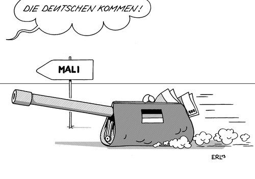 Cartoon: Deutschland Mali (medium) by Erl tagged geberkonferenz,mali,militäreinsatz,krieg,deutschland,beitrag,geld