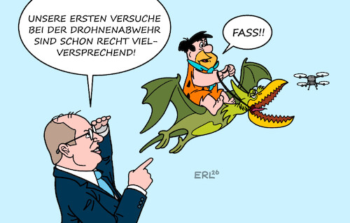 Cartoon: Dobrindt forscht (medium) by Erl tagged politik,angriff,drohnen,abwehr,forschungszentrum,sachsen,anhalt,dobrindt,versuche,fred,feuerstein,steinzeit,karikatur,erl,politik,angriff,drohnen,abwehr,forschungszentrum,sachsen,anhalt,dobrindt,versuche,fred,feuerstein,steinzeit,karikatur,erl