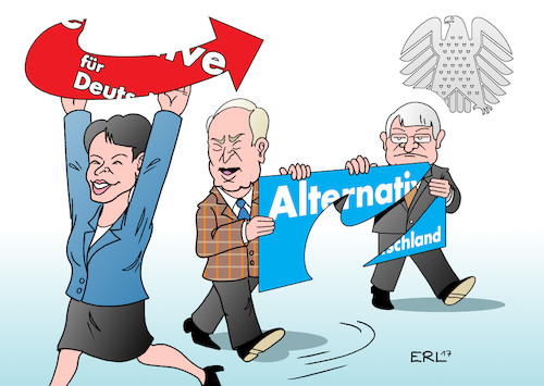 Cartoon: dumm gelaufen (medium) by Erl tagged bundestagswahl,2017,wahl,afd,einzug,bundestag,alexander,gauland,jörg,meuthen,frauke,petry,austritt,fraktion,einzeln,abgeordnete,kritik,kurs,partei,anarchie,rechtspopulismus,rechtsextremismus,nationalismus,rassismus,antisemitismus,chaos,spaltung,streit,bundesadler,karikatur,erl,bundestagswahl,2017,wahl,afd,einzug,bundestag,alexander,gauland,jörg,meuthen,frauke,petry,austritt,fraktion,einzeln,abgeordnete,kritik,kurs,partei,anarchie,rechtspopulismus,rechtsextremismus,nationalismus,rassismus,antisemitismus,chaos,spaltung,streit,bundesadler,karikatur,erl