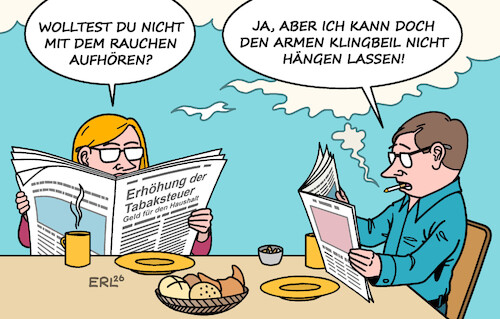 Cartoon: Edle Motive (medium) by Erl tagged politik,steuer,tabaksteuer,erhöhung,bundestag,geld,haushalt,finanzminister,klingbeil,unterstützung,raucher,zigaretten,karikatur,erl,politik,steuer,tabaksteuer,erhöhung,bundestag,geld,haushalt,finanzminister,klingbeil,unterstützung,raucher,zigaretten,karikatur,erl