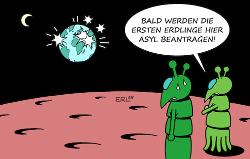 Cartoon: Einfach nur außerirdisch I (medium) by Erl tagged politik,menschen,erde,krieg,gewalt,terror,migration,asyl,mars,weltall,karikatur,erl,politik,menschen,erde,krieg,gewalt,terror,migration,asyl,mars,weltall,karikatur,erl