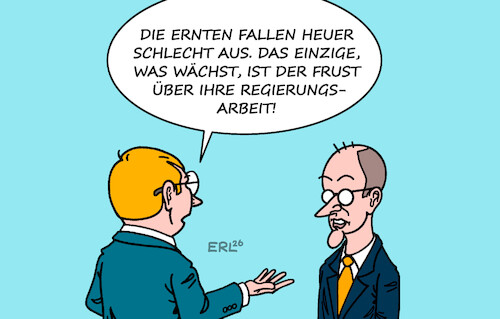 Cartoon: Ernten (medium) by Erl tagged politik,klima,klimawandel,erderwärmung,hitze,trockenheit,landwirtschaft,ernte,ausfälle,wachsen,frust,regierungsarbeit,regierung,kanzler,merz,karikatur,erl,politik,klima,klimawandel,erderwärmung,hitze,trockenheit,landwirtschaft,ernte,ausfälle,wachsen,frust,regierungsarbeit,regierung,kanzler,merz,karikatur,erl