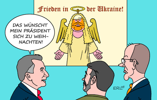 Cartoon: Frieden (medium) by Erl tagged politik,krieg,russland,ukraine,treffen,berlin,witkoff,merz,selenskyj,trump,weihnachten,christkind,frieden,karikatur,erl,politik,krieg,russland,ukraine,treffen,berlin,witkoff,merz,selenskyj,trump,weihnachten,christkind,frieden,karikatur,erl