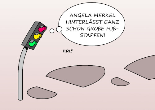 Cartoon: Fußstapfen (medium) by Erl tagged politik,regierung,neu,ampel,koalition,spd,grüne,fdp,nachfolge,angela,merkel,bundeskanzlerin,fußstapfen,groß,format,karikatur,erl,politik,regierung,neu,ampel,koalition,spd,grüne,fdp,nachfolge,angela,merkel,bundeskanzlerin,fußstapfen,groß,format,karikatur,erl