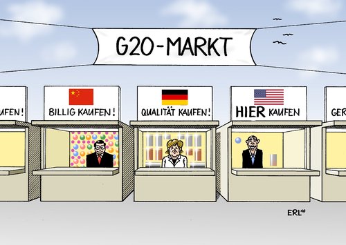 Cartoon: G20 (medium) by Erl tagged g20,wirtschaft,industrie,gipfel,krise,finanzen,handel,welt,ordnung,import,export,kaufen,china,deutschland,usa,merkel,obama,g20,wirtschaft,industrie,gipfel,krise,finanzen,handel,welt,ordnung,import,kaufen,china,deutschland,merkel,obama