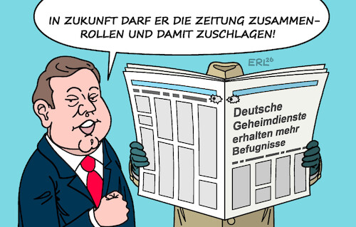 Cartoon: Geheimdienste (medium) by Erl tagged politik,geheimdienst,geheimdienste,reform,befugnisse,klingbeil,karikatur,erl,politik,geheimdienst,geheimdienste,reform,befugnisse,klingbeil,karikatur,erl