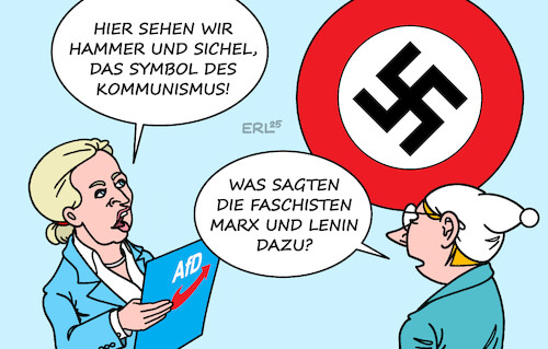 Cartoon: Geschichte bei Frau Dr. Weidel (medium) by Erl tagged politik,rechtspopulismus,afd,alice,weidel,adold,hitler,kommunist,geschichte,lüge,verdrehung,michel,karikatur,erl,politik,rechtspopulismus,afd,alice,weidel,adold,hitler,kommunist,geschichte,lüge,verdrehung,michel,karikatur,erl