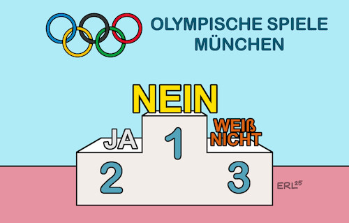 Cartoon: Gold Silber Bronze II (medium) by Erl tagged politik,olympia,olympische,spiele,sommerspiele,münchen,bewerbung,befragung,einwohner,gold,silber,bronze,karikatur,erl,politik,olympia,olympische,spiele,sommerspiele,münchen,bewerbung,befragung,einwohner,gold,silber,bronze,karikatur,erl