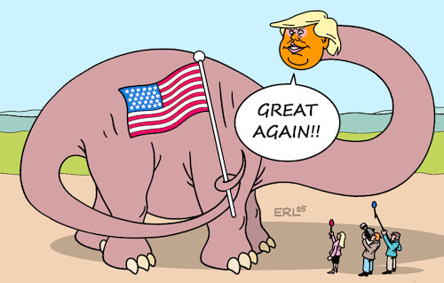 Cartoon: Great again (medium) by Erl tagged politik,usa,donald,trump,präsident,maga,make,america,great,again,dinosaurier,karikatur,erl,politik,usa,donald,trump,präsident,maga,make,america,great,again,dinosaurier,karikatur,erl