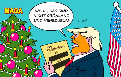 Cartoon: Gutschein (medium) by Erl tagged politik,weihnachten,gutschein,usa,trump,wunsch,grönland,venezuela,karikatur,erl,politik,weihnachten,gutschein,usa,trump,wunsch,grönland,venezuela,karikatur,erl