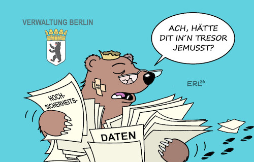 Cartoon: Hackerangriff Berlin (medium) by Erl tagged politik,internet,hackerangriff,berlin,verwaltung,daten,diebstahl,lösegeld,darknet,sicherheit,mangelhaft,bär,karikatur,erl,politik,internet,hackerangriff,berlin,verwaltung,daten,diebstahl,lösegeld,darknet,sicherheit,mangelhaft,bär,karikatur,erl