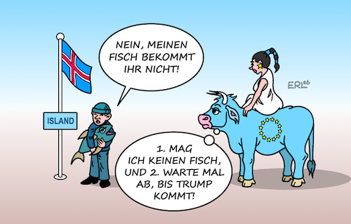 Cartoon: Island (medium) by Erl tagged politik,island,referendum,wiederaufnahme,beitrittsgespräche,eu,fischerei,angst,nein,europa,stier,usa,trump,karikatur,erl,politik,island,referendum,wiederaufnahme,beitrittsgespräche,eu,fischerei,angst,nein,europa,stier,usa,trump,karikatur,erl
