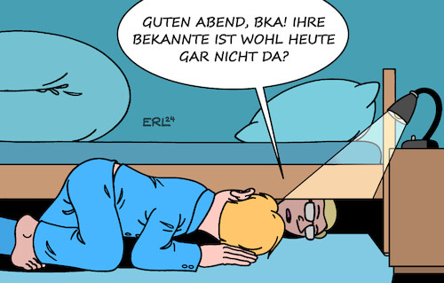 Cartoon: Karlsruhe geht das zu weit (medium) by Erl tagged politik,kriminalität,bka,daten,kontaktpersonen,urteil,bundesverfassungsgericht,karlsruhe,bett,karikatur,erl,politik,kriminalität,bka,daten,kontaktpersonen,urteil,bundesverfassungsgericht,karlsruhe,bett,karikatur,erl