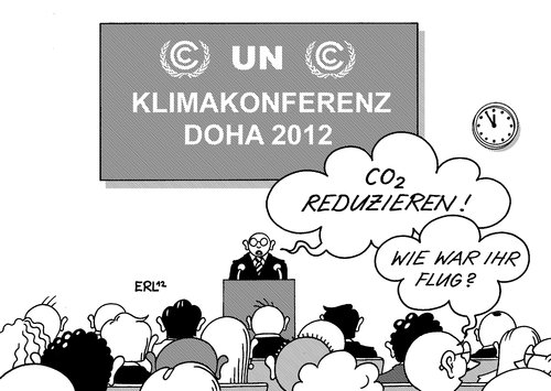 Cartoon: Klimagipfel 2012 1 (medium) by Erl tagged erderwärmung,klima,klimawandel,klimagipfel,klimakonferenz,doha,katar,2012,co2,kohlendioxid,ausstoß,kyoto,protokoll