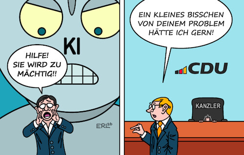 Cartoon: Macht (medium) by Erl tagged politik,künstliche,intelligenz,ki,ai,warnung,entwickler,macht,zerstörung,auslöschung,menschheit,cdu,kanzler,friedrich,merz,machtverlust,karikatur,erl,politik,künstliche,intelligenz,ki,ai,warnung,entwickler,macht,zerstörung,auslöschung,menschheit,cdu,kanzler,friedrich,merz,machtverlust,karikatur,erl