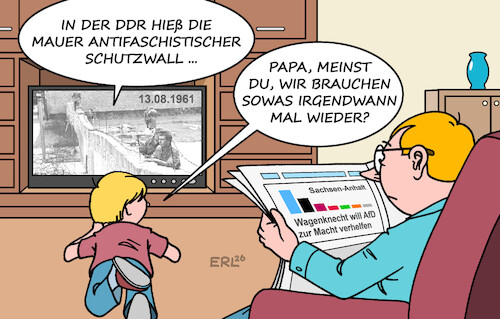 Cartoon: Mauer (medium) by Erl tagged politik,geschichte,ddr,1961,bau,mauer,berlin,antifaschistischer,schutzwall,sachsen,anhalt,afd,rechtsextrem,macht,wagenknecht,bsw,karikatur,erl,politik,geschichte,ddr,1961,bau,mauer,berlin,antifaschistischer,schutzwall,sachsen,anhalt,afd,rechtsextrem,macht,wagenknecht,bsw,karikatur,erl