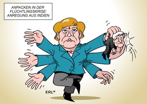 Cartoon: Merkel Indien Flüchtlinge (medium) by Erl tagged erl,watschnkarikatur,anpacken,arme,göttin,anregung,indien,seehoferreise,horst,csu,cdu,kritik,merkel,angela,bundeskanzlerin,willkommenskultur,deutschland,eu,europa,flucht,flüchtlinge,flüchtlinge,flucht,europa,eu,deutschland,willkommenskultur,bundeskanzlerin,angela,merkel,kritik,cdu,csu,horst,seehoferreise,indien,anregung,göttin,arme,anpacken,watschnkarikatur,erl