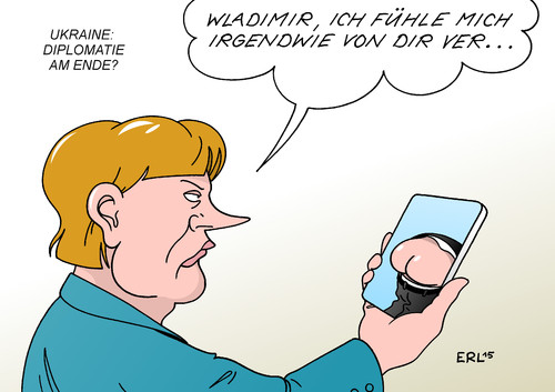 Cartoon: Merkel Putin (medium) by Erl tagged ukraine,krieg,separatisten,russland,abkommen,vereinbarung,waffenstillstand,minsk,bruch,debalzewo,telefon,smartphone,merkel,putin,verarschung,karikatur,erl,ukraine,krieg,separatisten,russland,abkommen,vereinbarung,waffenstillstand,minsk,bruch,debalzewo,telefon,smartphone,merkel,putin,verarschung