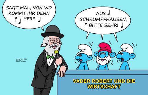 Cartoon: Mit Musik geht alles besser (medium) by Erl tagged politik,wirtschaft,prognose,schrumpfen,robert,habeck,musik,vader,abraham,lied,schlümpfe,karikatur,erl,politik,wirtschaft,prognose,schrumpfen,robert,habeck,musik,vader,abraham,lied,schlümpfe,karikatur,erl