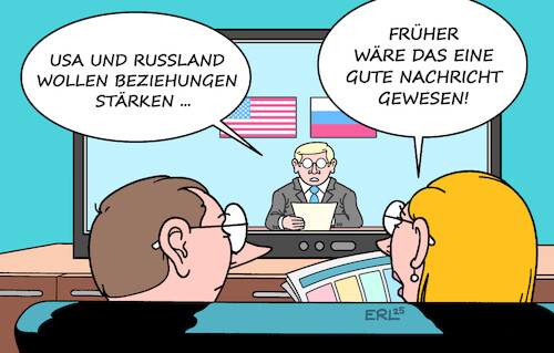 Cartoon: Nachrichten (medium) by Erl tagged politik,usa,russland,verbesserung,beziehungen,abbau,demokratie,aufteilung,welt,recht,des,stärkeren,karikatur,erl,politik,usa,russland,verbesserung,beziehungen,abbau,demokratie,aufteilung,welt,recht,des,stärkeren,karikatur,erl