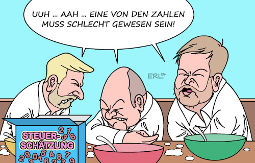 Cartoon: Neue Probleme im Ampelhaushalt (medium) by Erl tagged politik,ampel,steuerschätzung,zahlen,schlecht,problem,haushalt,lindner,scholz,habeck,frühstück,karikatur,erl,politik,ampel,steuerschätzung,zahlen,schlecht,problem,haushalt,lindner,scholz,habeck,frühstück,karikatur,erl