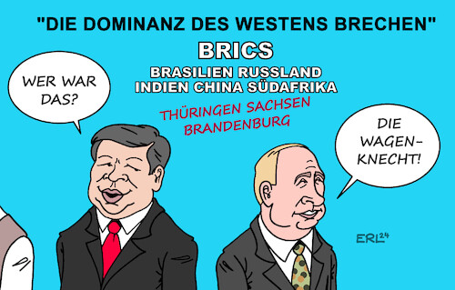 Cartoon: Neue Weltordnung (medium) by Erl tagged politik,brics,weltordnung,putin,xi,wagenknecht,koalitionen,thüringen,sachsen,brandenburg,karikatur,erl,politik,brics,weltordnung,putin,xi,wagenknecht,koalitionen,thüringen,sachsen,brandenburg,karikatur,erl