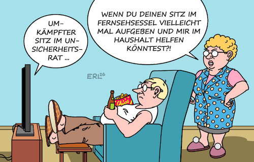 Cartoon: Nicht-ständiger Sitz (medium) by Erl tagged politik,außenpolitik,un,sicherheitsrat,sitz,entscheidung,portugal,österreich,deutschland,innenpolitik,haushalt,nachrichten,fernsehen,fernsehsessel,sitzen,karikatur,erl,politik,außenpolitik,un,sicherheitsrat,sitz,entscheidung,portugal,österreich,deutschland,innenpolitik,haushalt,nachrichten,fernsehen,fernsehsessel,sitzen,karikatur,erl
