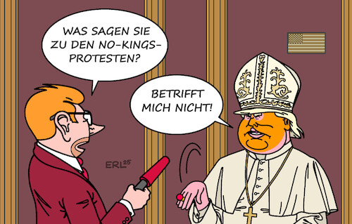 Cartoon: No King (medium) by Erl tagged politik,usa,trump,autokratie,monarchie,könig,proteste,no,kings,papst,karikatur,erl,politik,usa,trump,autokratie,monarchie,könig,proteste,no,kings,papst,karikatur,erl