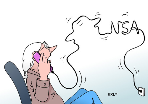 Cartoon: NSA (medium) by Erl tagged nsa,usa,geheimdienst,überwachung,telefon,deutschland,telekom,nsa