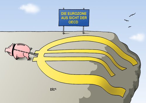 Cartoon: OECD Eurozone (medium) by Erl tagged aussicht,schuldenkrise,krise,schulden,eurozone,weltwirtschaft,wirtschaft,oecd,einschätzung,rezession,sparkurs,oecd,wirtschaft,weltwirtschaft,eurozone,schulden,krise,schuldenkrise,rezession