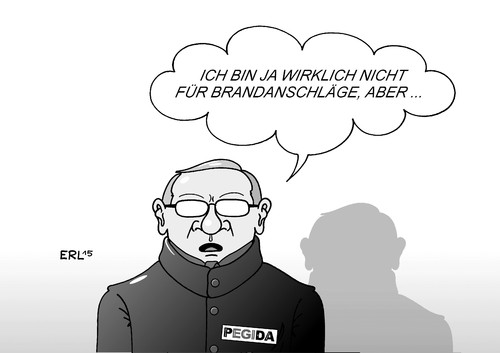 Cartoon: PEGIDA (medium) by Erl tagged brandanschlag,asylbewerberheim,tröglitz,rechtsextremismus,ausländerfeindlichkeit,npd,skinhead,pegida,islamophobie,flüchtlinge,asyl