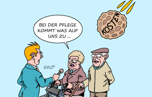 Cartoon: Pflege (medium) by Erl tagged politik,alter,pflege,kosten,kostenexplosion,asteroid,einschlag,karikatur,erl,politik,alter,pflege,kosten,kostenexplosion,asteroid,einschlag,karikatur,erl