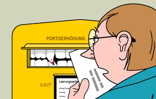 Cartoon: Portoerhöhung (medium) by Erl tagged politik,post,tarife,porto,erhöhung,briefe,päckchen,briefkasten,blutsauger,dracula,karikatur,erl,politik,post,tarife,porto,erhöhung,briefe,päckchen,briefkasten,blutsauger,dracula,karikatur,erl