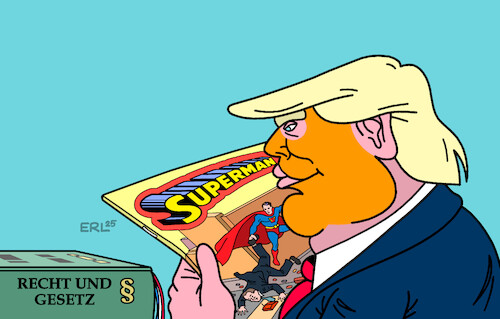 Cartoon: Präsidiale Lektüre (medium) by Erl tagged politik,usa,donald,trump,präsident,narzissmus,superman,recht,gesetz,karikatur,erl,politik,usa,donald,trump,präsident,narzissmus,superman,recht,gesetz,karikatur,erl