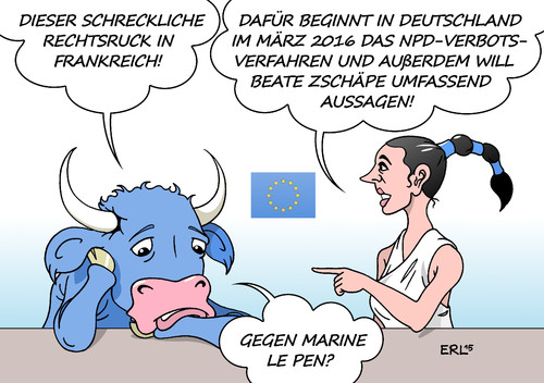 Cartoon: Rechts (medium) by Erl tagged erl,karikatur,stier,europa,eu,aussage,tschäpe,beate,angeklagte,prozess,nsu,2016,märz,verbotsverfahren,npd,deutschland,pen,le,marine,rechts,rechtsruck,rechtsextremismus,national,front,sieg,regional,wahl,frankreich,frankreich,wahl,regional,sieg,front,national,rechtsextremismus,rechtsruck,rechts,marine,le,pen,deutschland,npd,verbotsverfahren,märz,2016,nsu,prozess,angeklagte,beate,tschäpe,aussage,eu,europa,stier,karikatur,erl