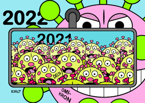 Cartoon: Rückblick und Ausblick (medium) by Erl tagged politik,corona,virus,pandemie,covid19,fünfte,welle,omikron,mutation,jahreswechsel,2021,2022,rückblick,ausblick,auto,rückspiegel,karikatur,erl,politik,corona,virus,pandemie,covid19,fünfte,welle,omikron,mutation,jahreswechsel,2021,2022,rückblick,ausblick,auto,rückspiegel,karikatur,erl