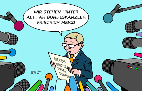 Cartoon: Solidarität (medium) by Erl tagged politik,bundeskanzler,friedrich,merz,solidarität,cdu,ministerpräsidenten,karikatur,erl,politik,bundeskanzler,friedrich,merz,solidarität,cdu,ministerpräsidenten,karikatur,erl