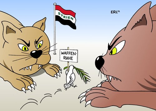 Cartoon: Syrien (medium) by Erl tagged syrien,diktator,assad,aufstand,demonstration,rebellion,bürgerkrieg,niederschlagung,islam,fest,waffenruhe,friedenstaube,katze,syrien,diktator,assad,aufstand,demonstration,rebellion,bürgerkrieg,niederschlagung,islam,fest,waffenruhe,friedenstaube,katze