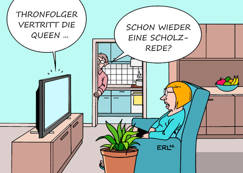 Cartoon: Thronfolger (medium) by Erl tagged politik,großbritannien,uk,eröffnung,parlament,queens,speech,rede,queen,vertretung,prinz,charles,kanzlerin,angela,merkel,nachfolger,olaf,scholz,bundeskanzler,fernsehansprache,mai,kriegsende,karikatur,erl,politik,großbritannien,uk,eröffnung,parlament,queens,speech,rede,queen,vertretung,prinz,charles,kanzlerin,angela,merkel,nachfolger,olaf,scholz,bundeskanzler,fernsehansprache,mai,kriegsende,karikatur,erl