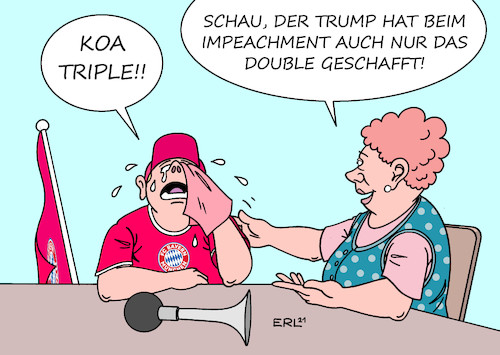 Cartoon: Trost in Trump (medium) by Erl tagged politik,sport,fußball,pokal,zweite,runde,holstein,kiel,fc,bayern,münchen,niederlage,fan,trauer,traum,wiederholung,triple,geplatzt,usa,präsident,donald,trump,rede,sturm,kapitol,impeachment,nummer,zwei,double,einmalig,geschichte,trost,karikatur,erl,politik,sport,fußball,pokal,zweite,runde,holstein,kiel,fc,bayern,münchen,niederlage,fan,trauer,traum,wiederholung,triple,geplatzt,usa,präsident,donald,trump,rede,sturm,kapitol,impeachment,nummer,zwei,double,einmalig,geschichte,trost,karikatur,erl