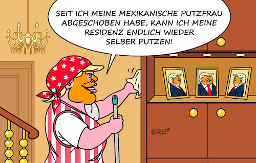 Cartoon: Trump erste Erfolge (medium) by Erl tagged politik,usa,präsident,donald,trump,abschiebung,arbeitskräfte,billigarbeit,dienstleistungen,karikatur,erl,politik,usa,präsident,donald,trump,abschiebung,arbeitskräfte,billigarbeit,dienstleistungen,karikatur,erl